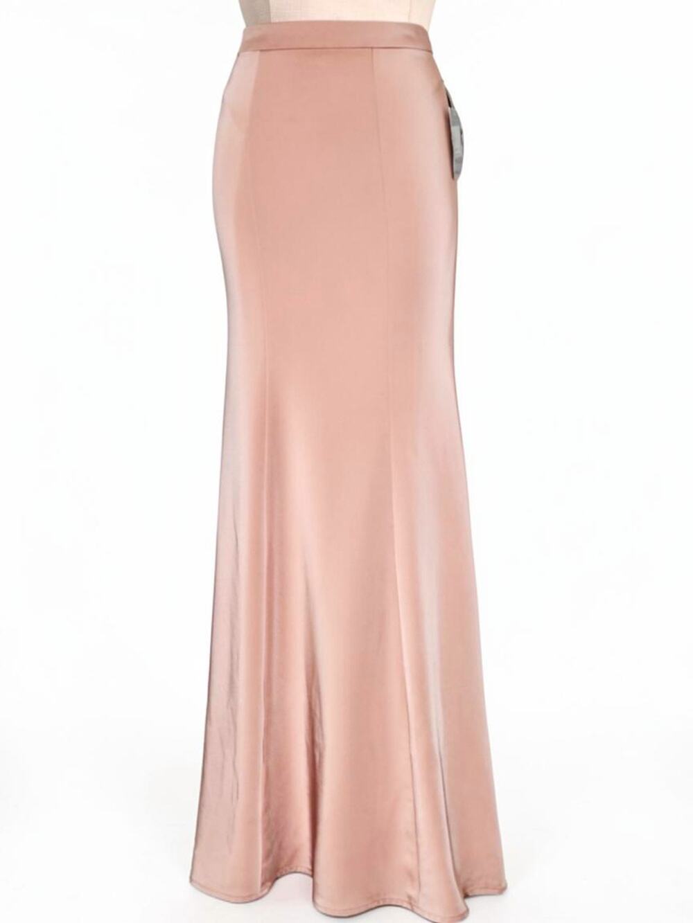 New LA FEMME Blush Rose Gold Pink Dramatic Long Maxi Skirt 2